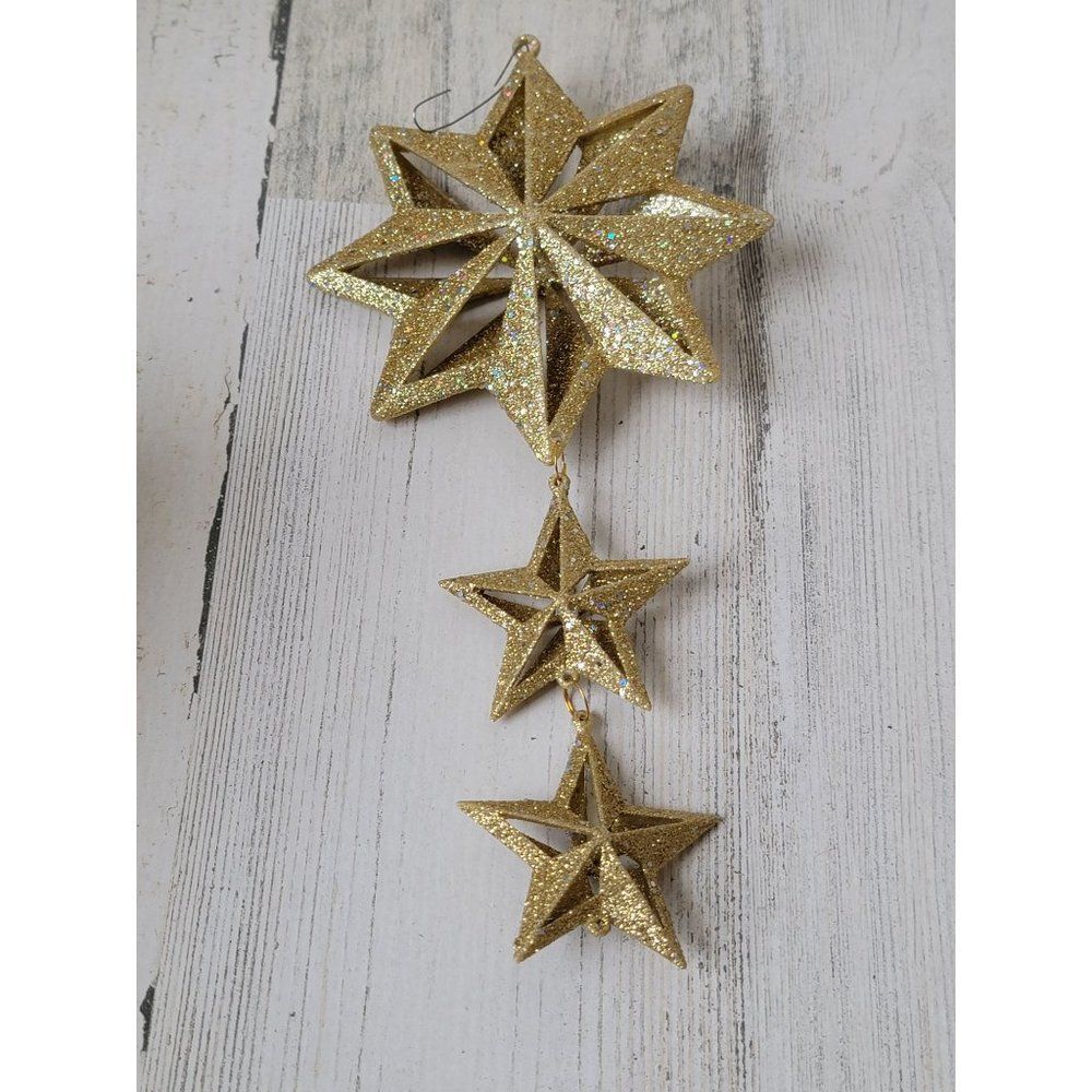 Gold glitter North Star ornament Xmas decor shiny